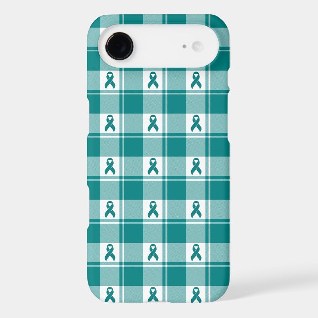 Cervical Cancer Awareness Plaid, Phone Case, Teal (Back)