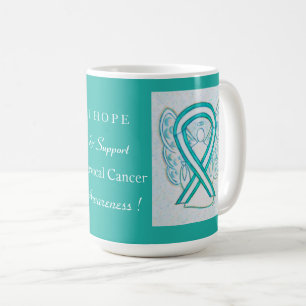 Cervical Cancer Awareness Ribbon Angel Coffee Mugs