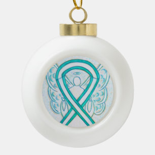 Cervical Cancer Awareness Ribbon Angel Ornaments