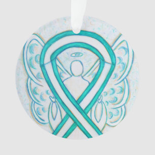Cervical Cancer Awareness Ribbon Angel Ornaments