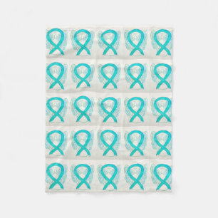 Cervical Cancer Awareness Ribbon Fleece Blankets