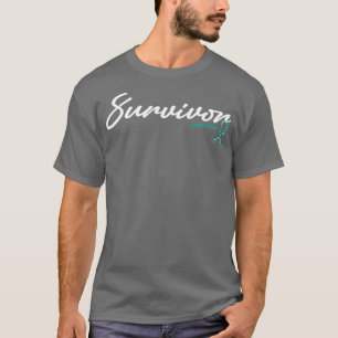 Cervical Cancer Awareness Survivor Glitter Ribbon T-Shirt