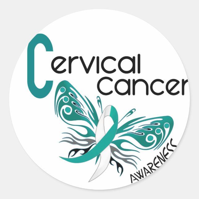 Cervical Cancer BUTTERFLY 3 Classic Round Sticker (Front)