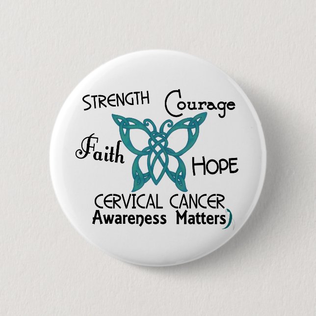 Cervical Cancer Celtic Butterfly 3 2 Inch Round Button (Front)