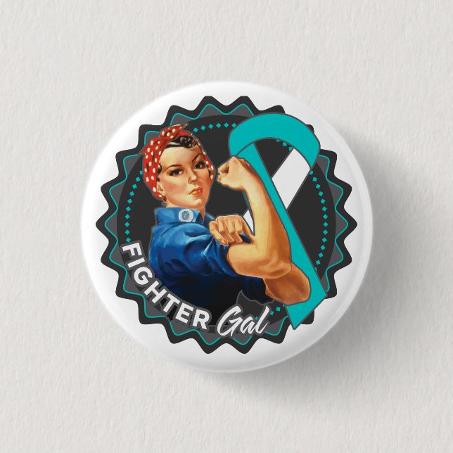 Cervical Cancer Fighter Gal 1 Inch Round Button (Front)