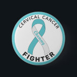Cervical Cancer Fighter Ribbon White Button<br><div class="desc">Cervical Cancer Fighter Ribbon White Button for awareness and support for women fighting cervical cancer.</div>