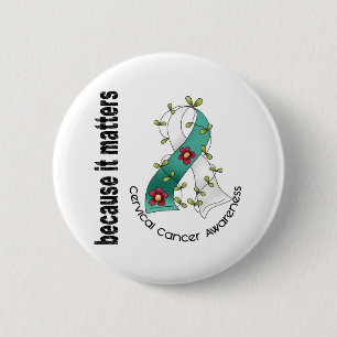 Cervical Cancer Flower Ribbon 3 2 Inch Round Button