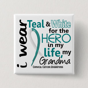 Cervical Cancer For My Hero My Grandma 2 Inch Square Button