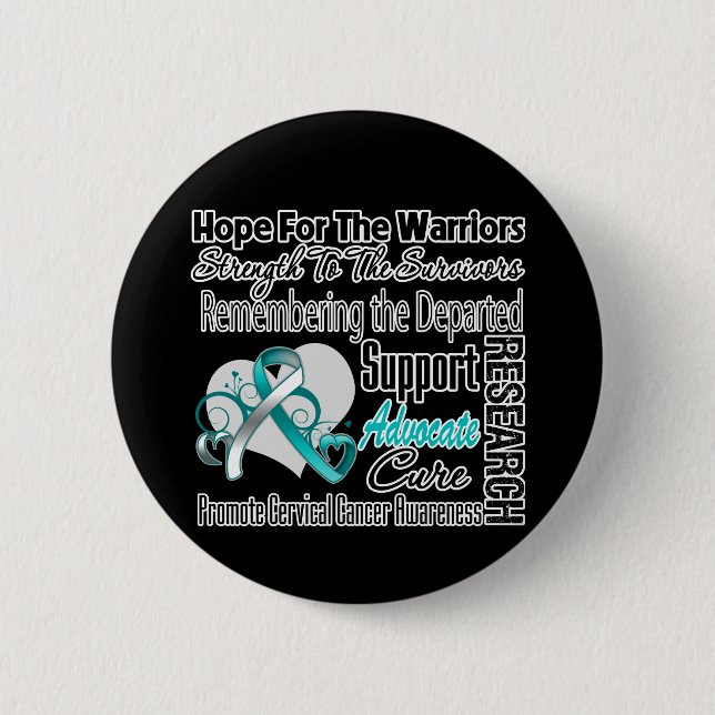 Cervical Cancer Hope Tribute Collage 2 Inch Round Button (Front)