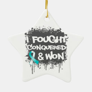 Cervical Cancer I Fought Conquered Won Ceramic Ornament