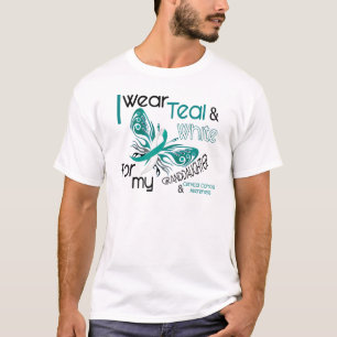 CERVICAL CANCER I Wear Teal White Granddaughter T-Shirt