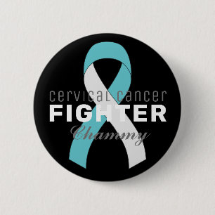 Cervical Cancer Ribbon Black Button