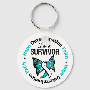 Cervical Cancer Survivor Hope Determination Faith Keychain