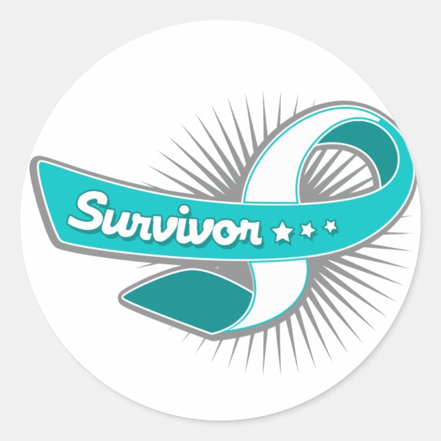 Cervical Cancer Survivor Ribbon Classic Round Sticker (Front)