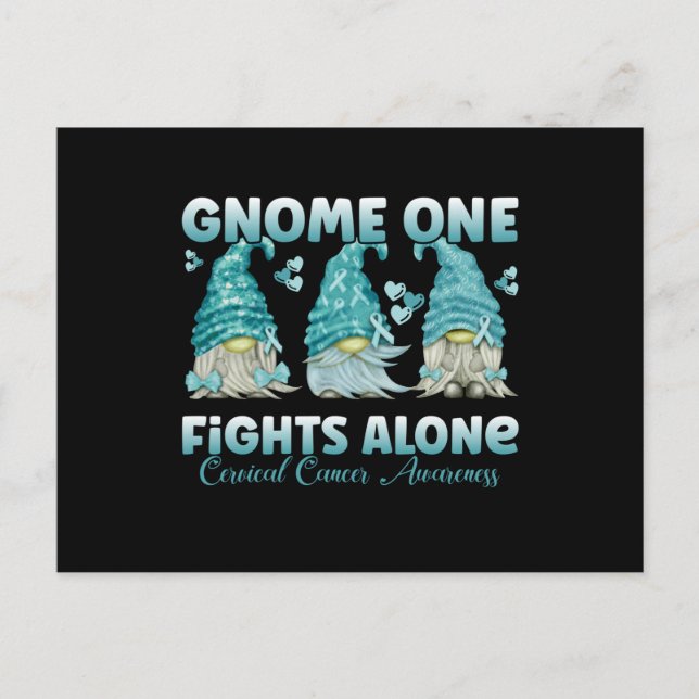 Cervical Cancer Teal Ribbon Gnome Postcard (Front)