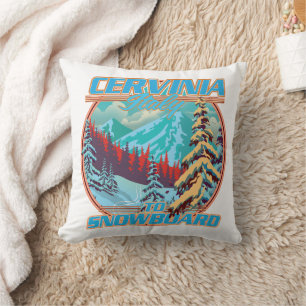 Cervinia italy Snowboarding logo Throw Pillow