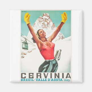 Cervinia vintage poster magnet