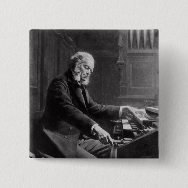 Cesar Franck at the console of the organ 2 Inch Square Button (Front)