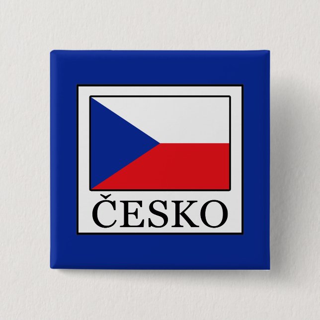 Česko 2 Inch Square Button (Front)