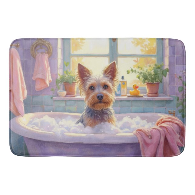 Cesky Terrier Bath Time Cute Bathroom Decor Mat (Front)