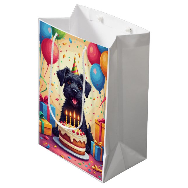 Cesky Terrier Birthday Celebration Medium Gift Bag (Front Angled)