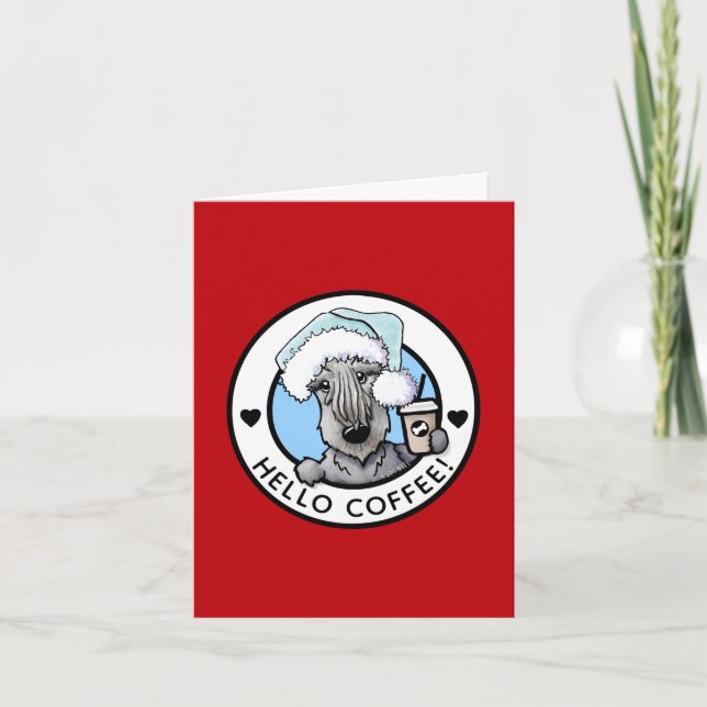 Cesky Terrier Coffee Lover Christmas Card (Front)