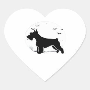 Cesky Terrier Dog – Halloween Moon Silhouette Clas Heart Sticker