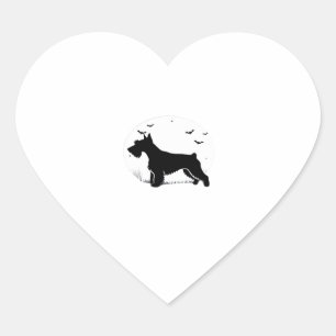 Cesky Terrier Dog � Halloween Moon Silhouette Clas Heart Sticker