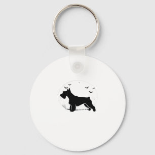 Cesky Terrier Dog � Halloween Moon Silhouette Clas Keychain