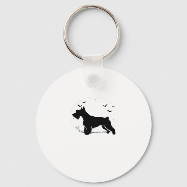 Cesky Terrier Dog � Halloween Moon Silhouette Clas Keychain (Front)