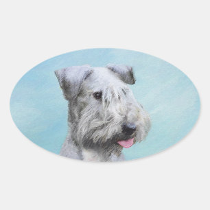 Cesky Terrier Painting - Cute Original Dog Art Oval Sticker