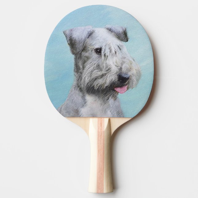 Cesky Terrier Painting - Cute Original Dog Art Ping Pong Paddle (Front)