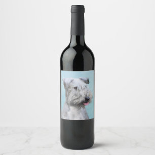 Cesky Terrier Painting - Cute Original Dog Art Wine Label
