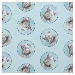Cesky Terrier Painting Cute Original Pet Dog Art Fabric