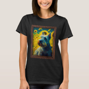 Cesky Terrier Painting Sunflower Flower Mom Women  T-Shirt