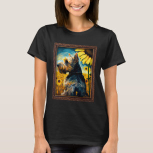 Cesky Terrier Painting Sunflower Flower Mom Women  T-Shirt