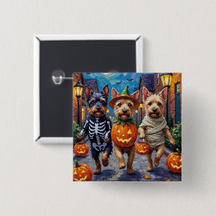 Cesky Terrier Trick-or-Treating Halloween Costume 2 Inch Square Button
