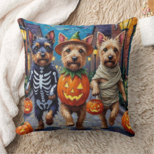 Cesky Terrier Trick-or-Treating Halloween Costume  Throw Pillow