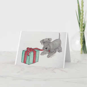 Cesky Terrier with Present Card