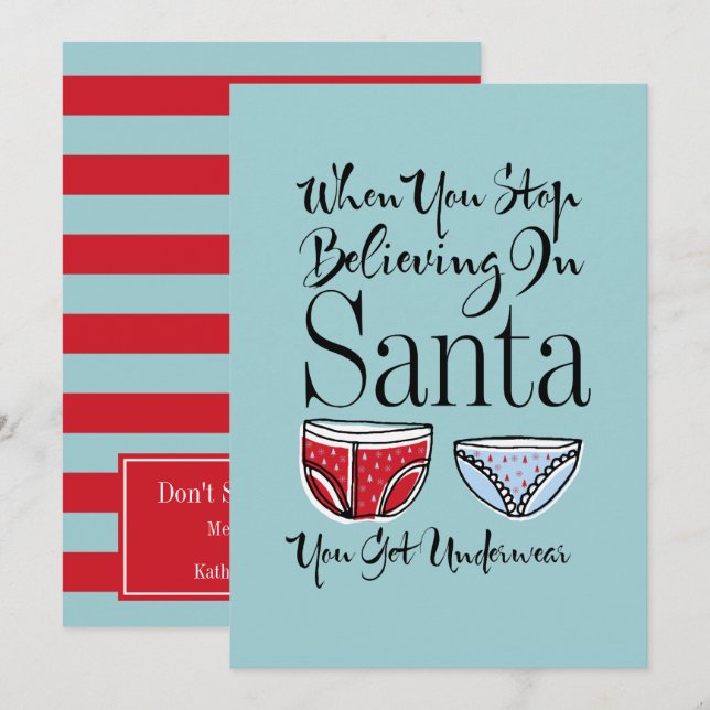 Cessez De Croire En Père Noël Sous-Vêtements Carte (Devant / Derrière)