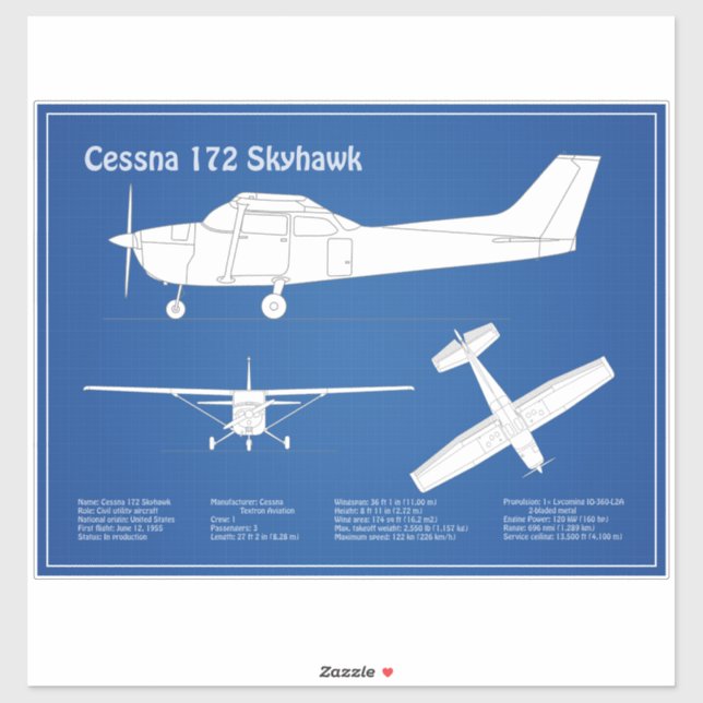 Cessna 172 Skyhawk - Airplane Blueprint Plans  ABD (Sheet)