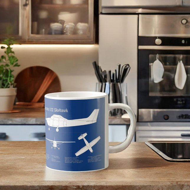 Cessna 172 Skyhawk - Airplane Blueprint Plans  ABD Coffee Mug (Creator Uploaded)