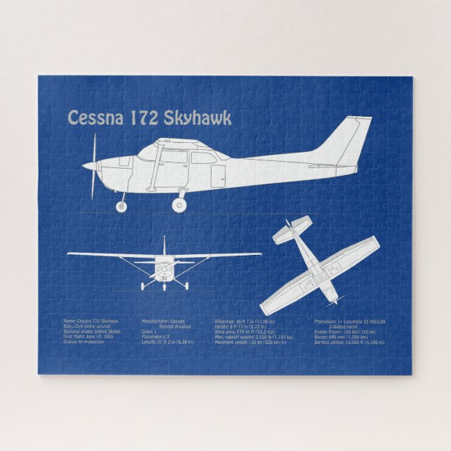 Cessna 172 Skyhawk - Airplane Blueprint Plans  ABD Jigsaw Puzzle (Horizontal)