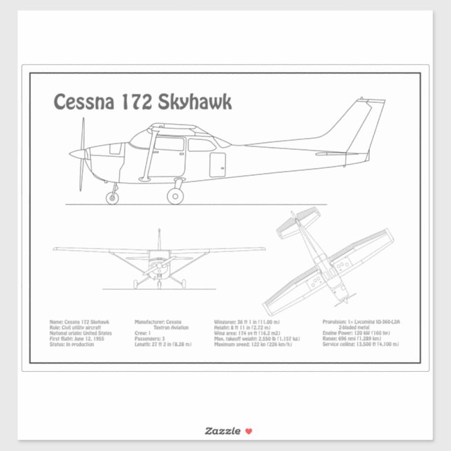 Cessna 172 Skyhawk - Airplane Blueprint Plans BD (Sheet)