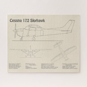 Cessna 172 Skyhawk - Airplane Blueprint Plans SD Jigsaw Puzzle