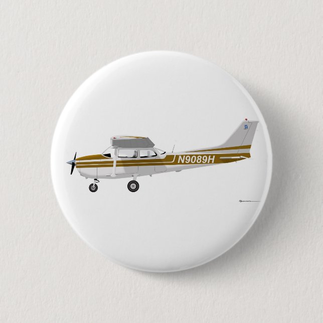 Cessna 172 Skyhawk Brown 2 Inch Round Button (Front)