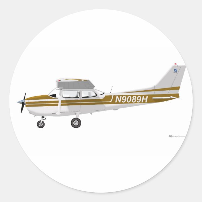 Cessna 172 Skyhawk Brown Classic Round Sticker (Front)