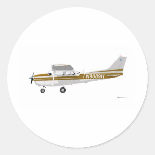 Cessna 172 Skyhawk Brown Classic Round Sticker