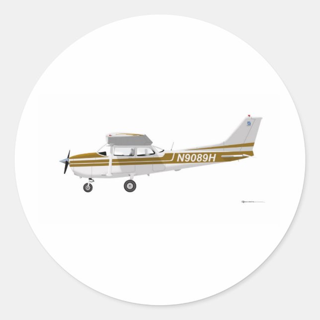 Cessna 172 Skyhawk Brown Classic Round Sticker (Front)