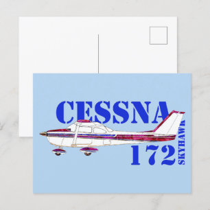 Cessna 172 Skyhawk Illustration Bold Text Design Postcard
